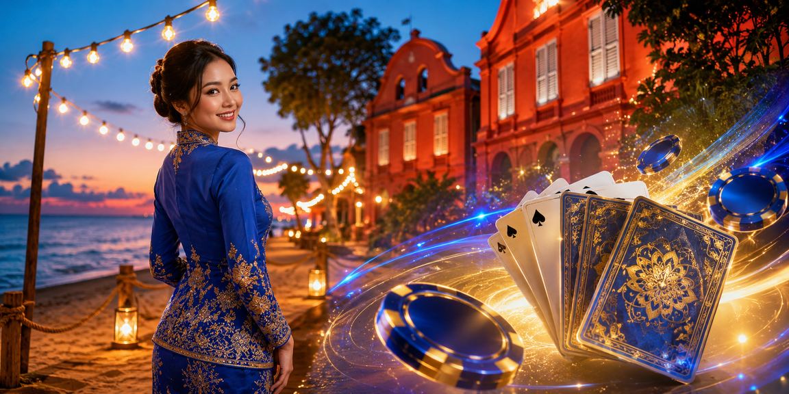 A female player in baju kurung enjoying a Live Casino Teen Patti game in Melaka